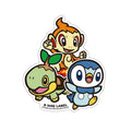 B-SIDE LABEL Pokemon Sticker Naetle & Hikozaru & Piplup from Japan, featuring Water-type Piplup