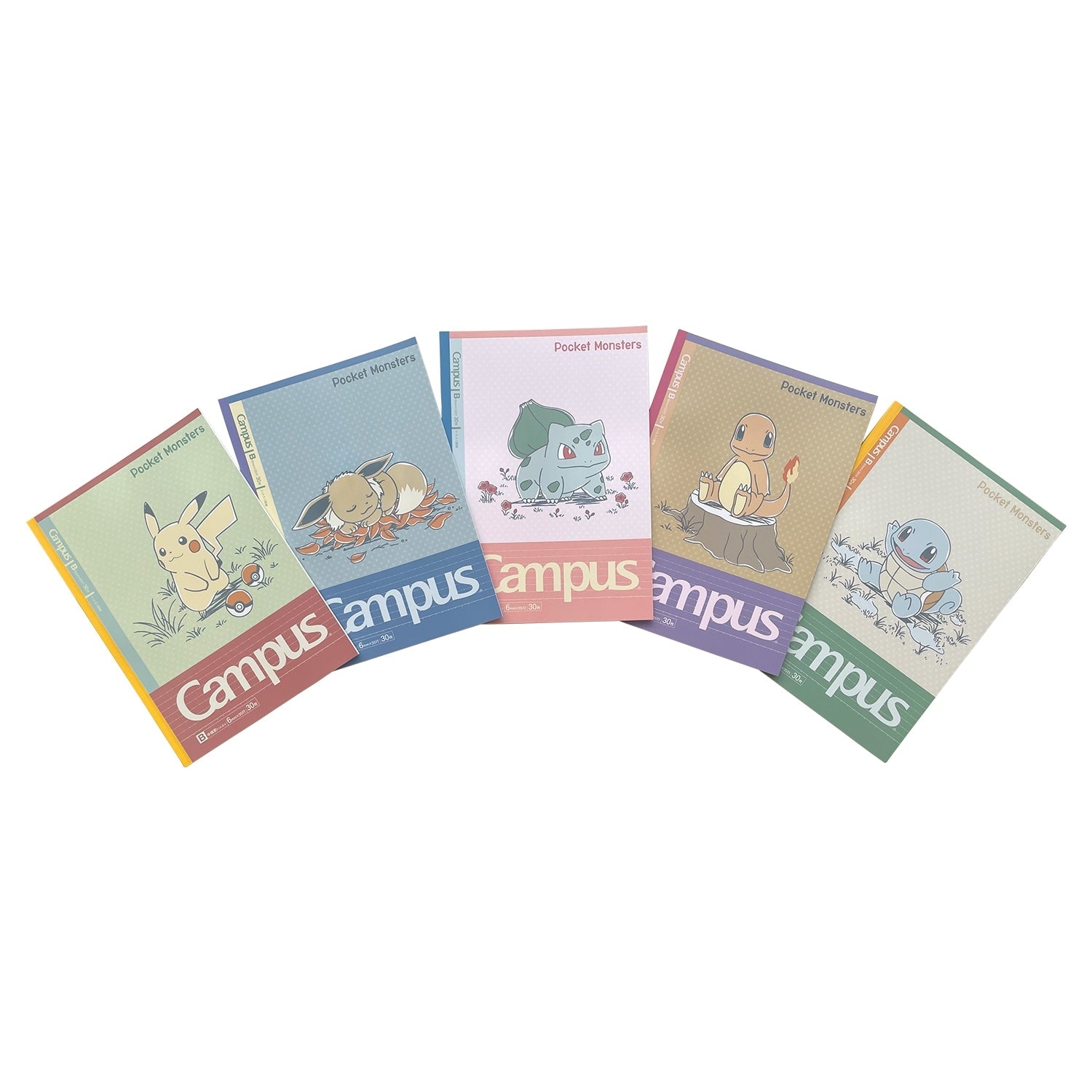 Pokemon Campus notebook B-lined 5-book pack from Japan, featuring nostalgic design