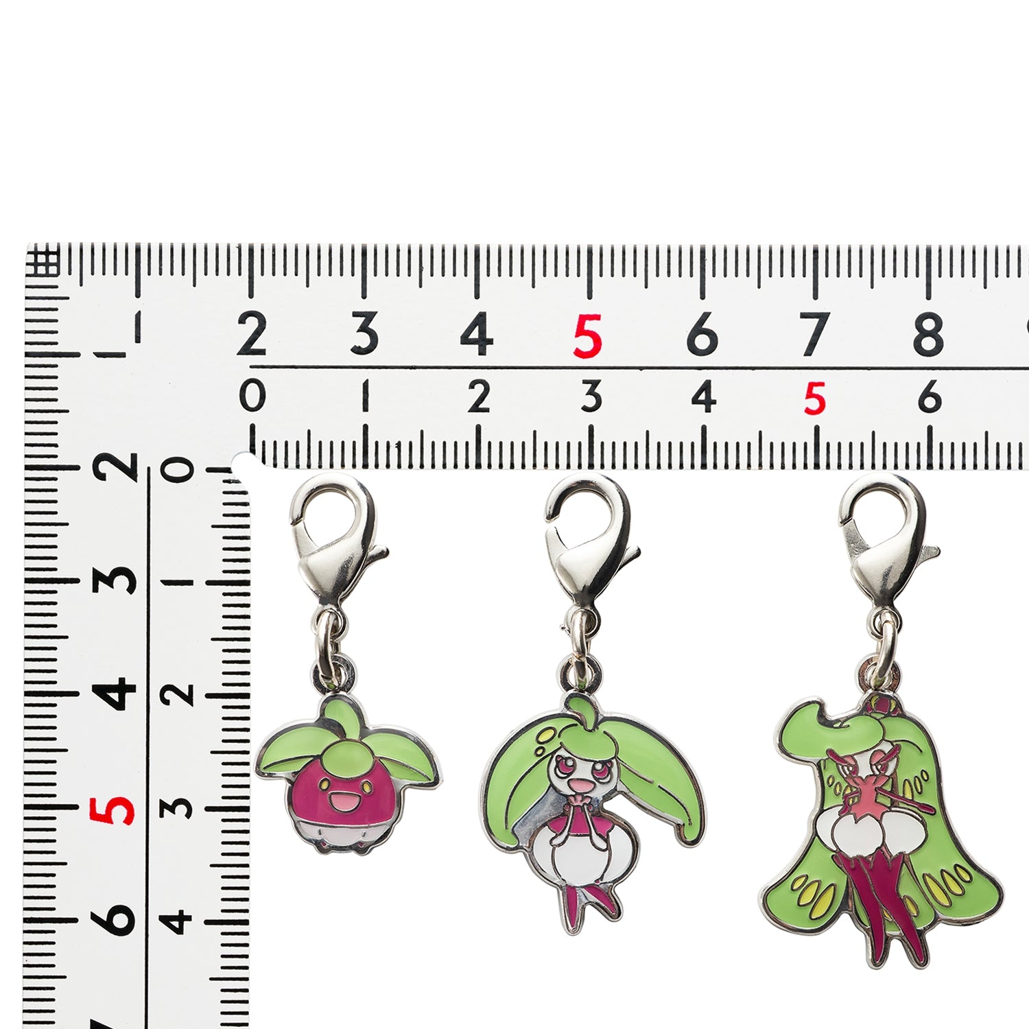 Official Pokemon Center Japan metal charms, featuring #761, #762, #763, sourced from Japan