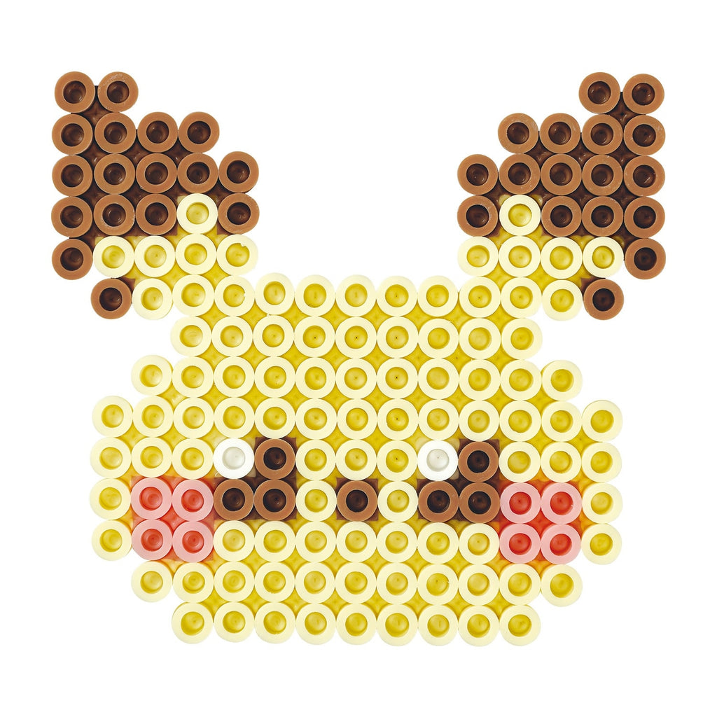 Close-up of Perler beads in Poke piece design, Japanese collectible