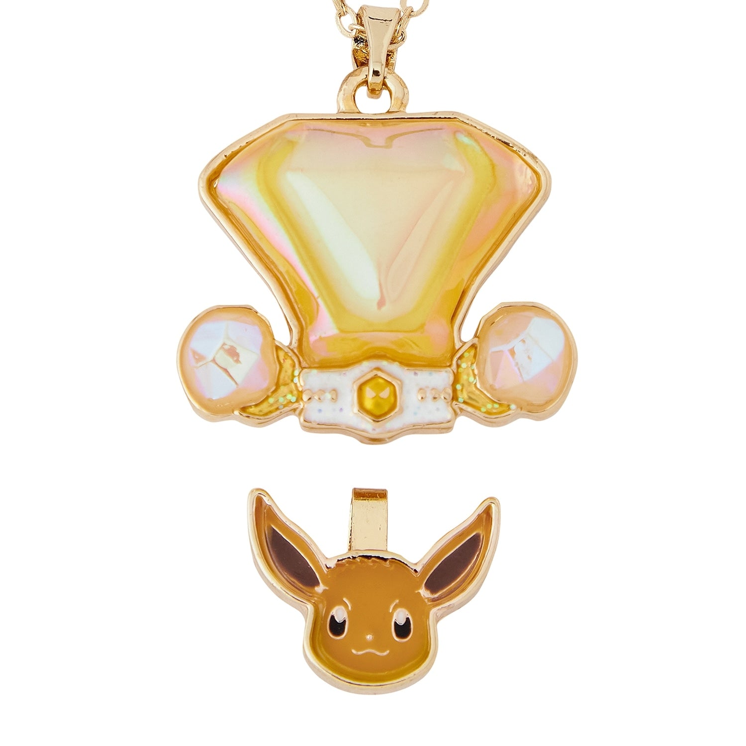 Close-up of Eevee Pokémon necklace pendant, made in Japan