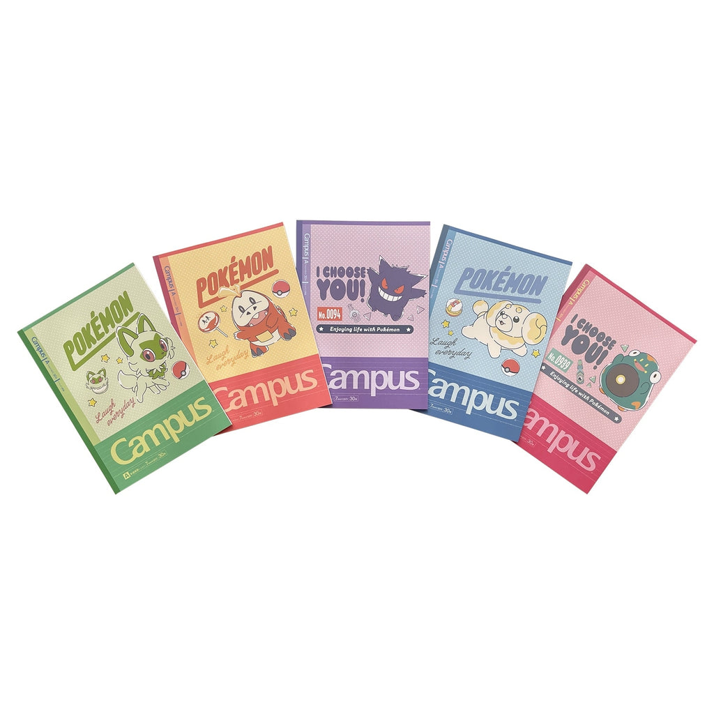 Campus Notebook A-lined 5-book pack with retro pop design from Japan