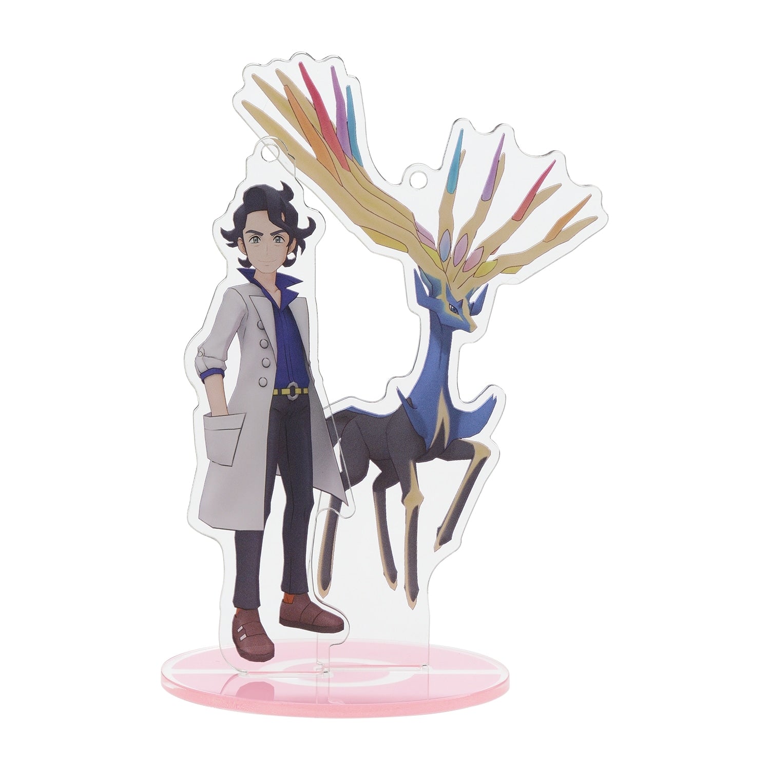 Authentic Japanese Pokemon keychain with Trainer character and Platane vendor details