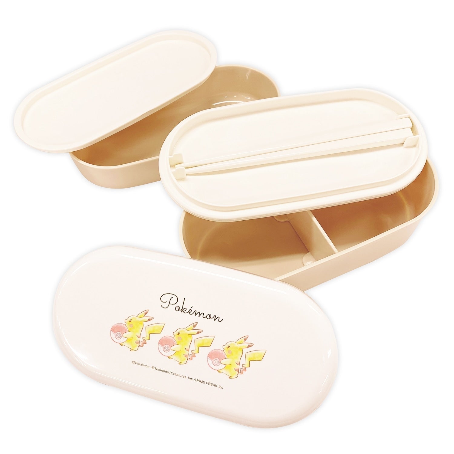 Elongated microwave 2-tier lunch box/Pikachu_Latte