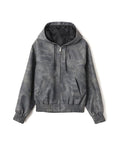 atmos pink Faux Leather Hoodie Jacket