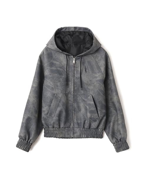 atmos pink Faux Leather Hoodie Jacket