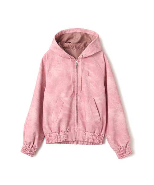 atmos pink Faux Leather Hoodie Jacket