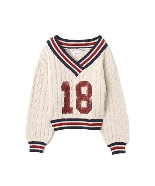 atmos pink Numbering Cable Knit Top