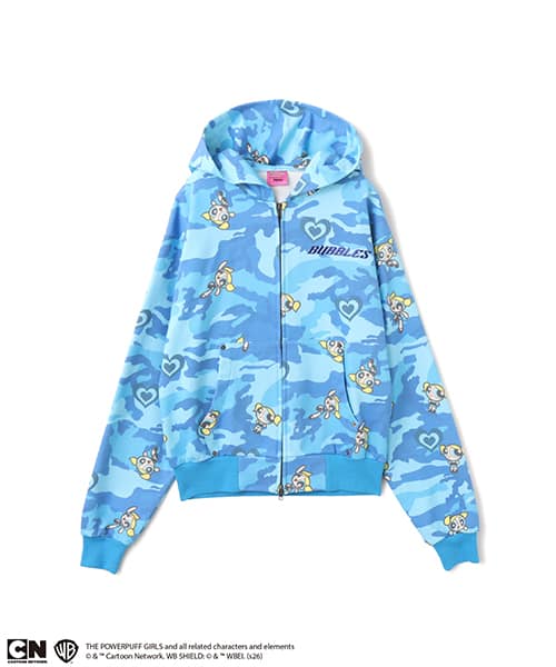 The Powerpuff Girls x atmos pink Camouflage Zip-up Hoodie