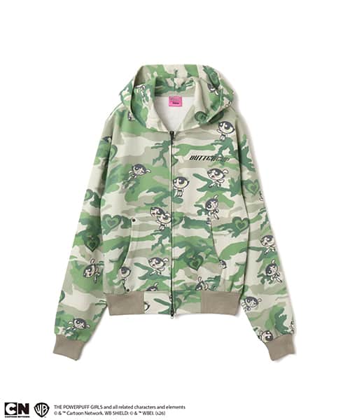 The Powerpuff Girls x atmos pink Camouflage Zip-up Hoodie