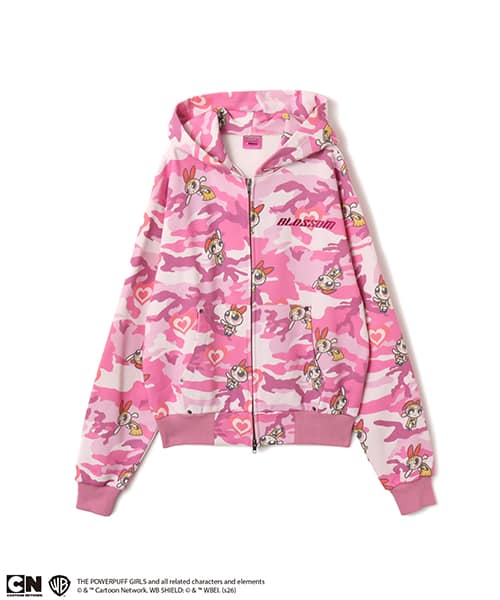 The Powerpuff Girls x atmos pink Camouflage Zip-up Hoodie