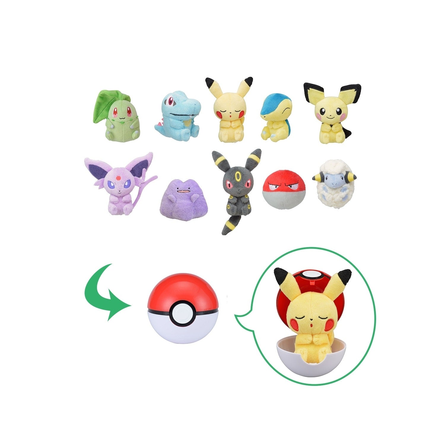 Petit Pokemon plushie in monster ball case from Japan, cute design