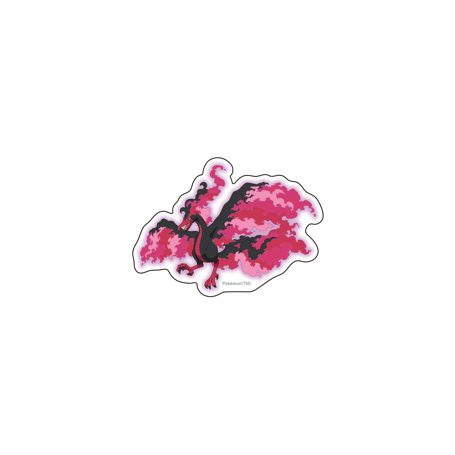 Authentic Pokemon Center Japan sticker, Moltres character with fire and flying type symbols from Japan