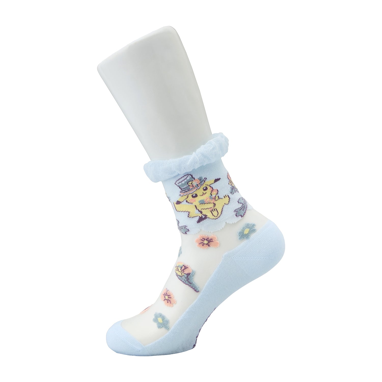 [Choose] Middle socks see-through Pikachu Pokémon Botanical Easter (23-25cm)