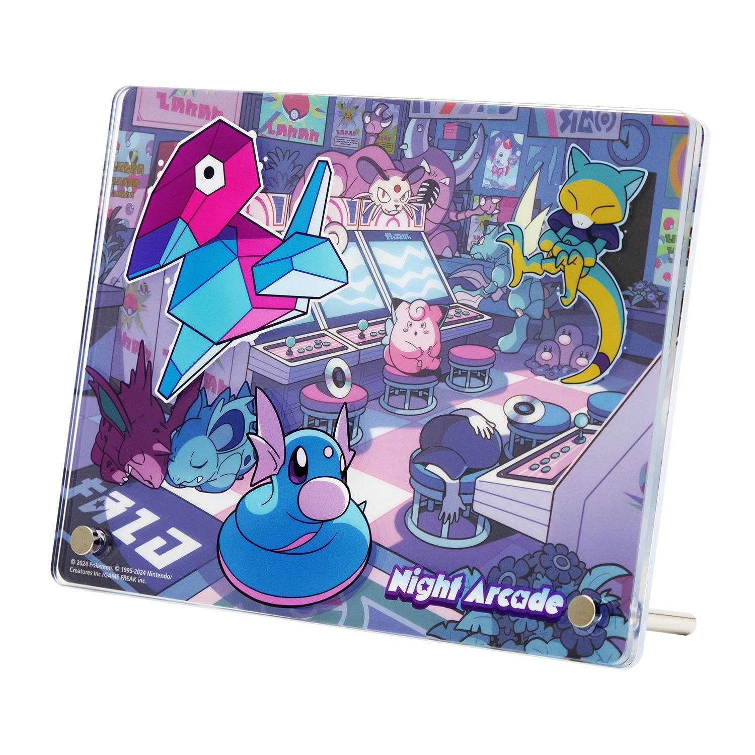 Pokemon Acrylic Stand with legs, night arcade vendor design from Japan