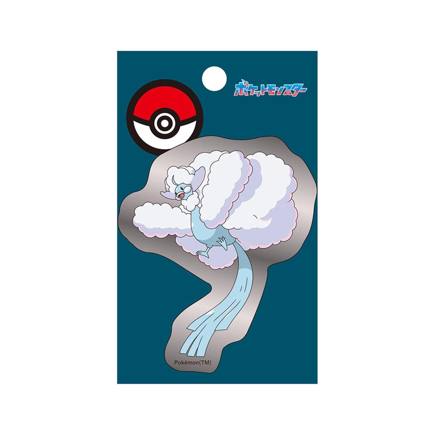 Silver sticker Mega Chiltaris from Japan, featuring Altaria, a Dragon/Flying-type Pokemon with detailed artwork