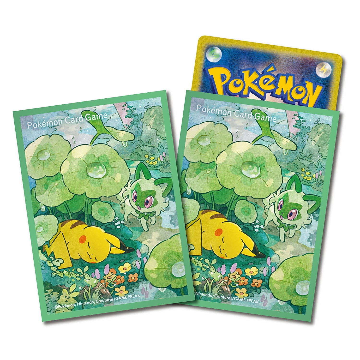 Pokémon TCG Deck Shield Sleeves – Pikachu & Sprigatito [Green] 64ct