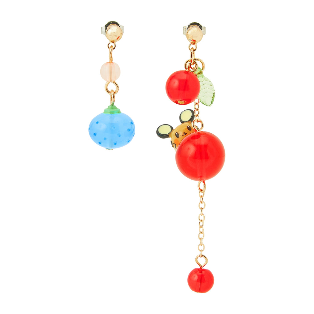 Pokémon Dedenne earrings with orange details from Japan