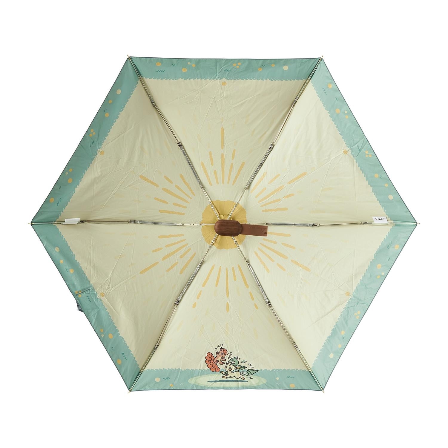 Wpc. Folding umbrella for rain or shine with pouch OTENKI TEAM Vulpix and Lea...