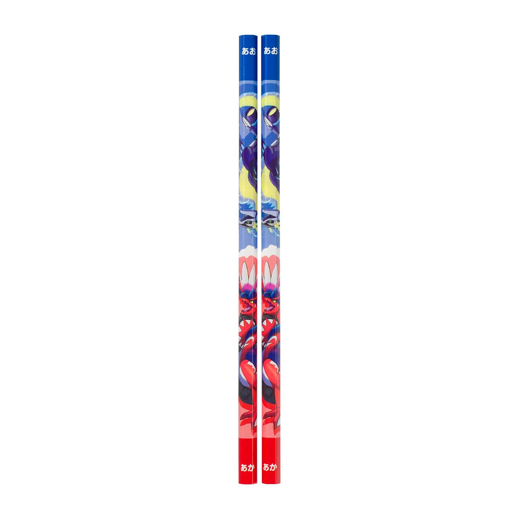 Set of 2 red and blue Pokemon pencils from Japan, featuring Ivysaur design
