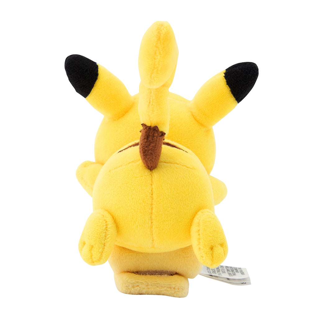 Pikachu plushie front view with bright eyes, shipped from Japan