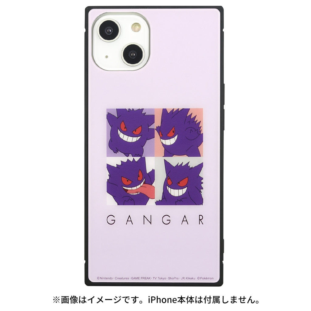 Gengar square glass case compatible with iPhone14/13