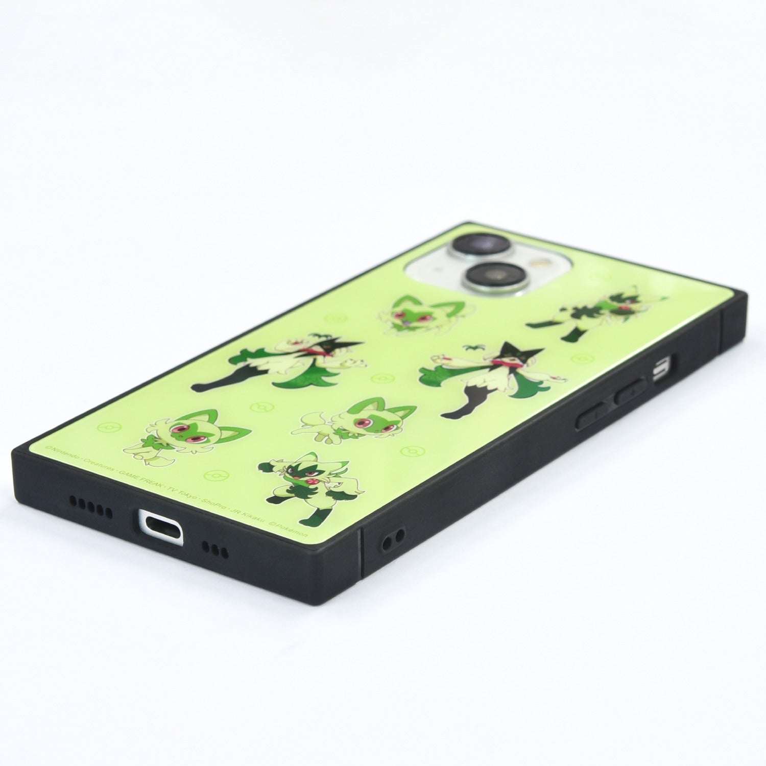 Square glass case for iPhone15/14/13 green