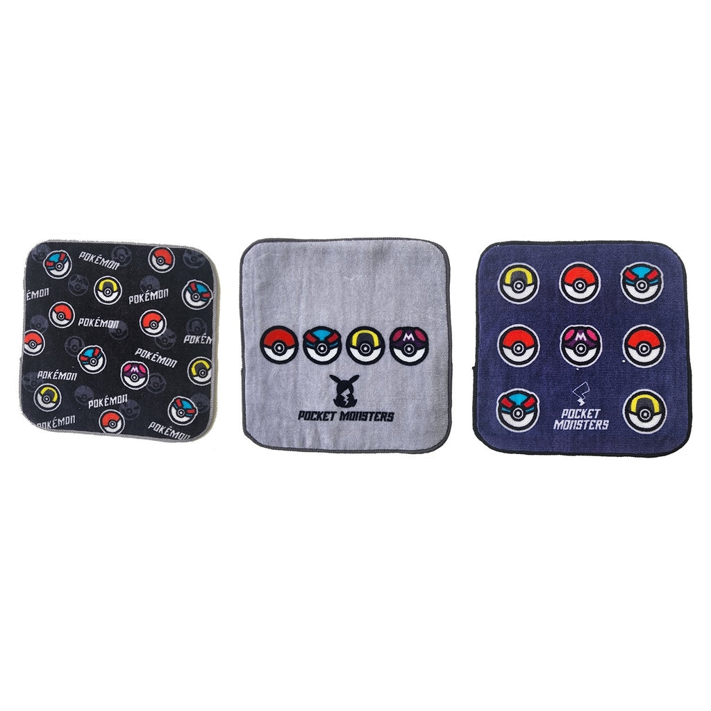 Pokemon 3P mini towel monster ball with colorful design from Japan