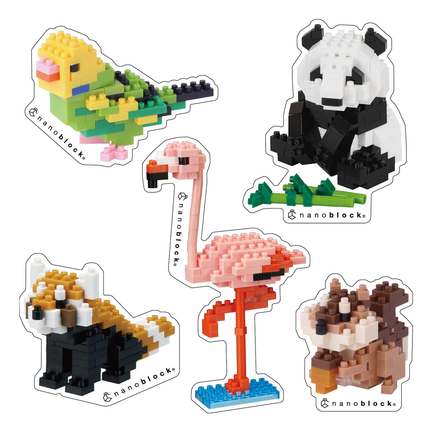 Nanoblock sticker set of 5 animals