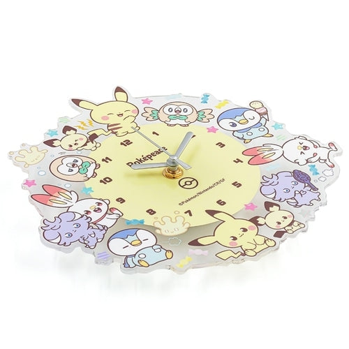 Close-up of Pokemon Acrylic Wall Clock face with Japanese details