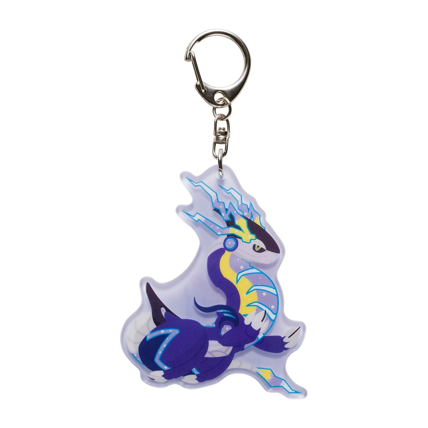 Miraidon keychain from Japan, featuring Electric/Dragon-type Pokémon with vibrant colors