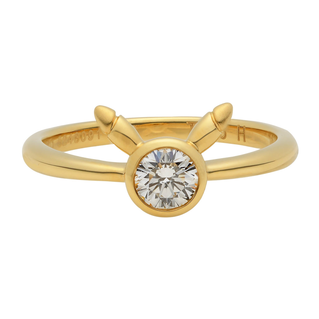 Authentic Pokemon K18 Pikachu ring, Japanese craftsmanship, front view