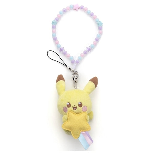 Pokepiece Starzora Pikachu plush toy strap from Japan with cute facial expression