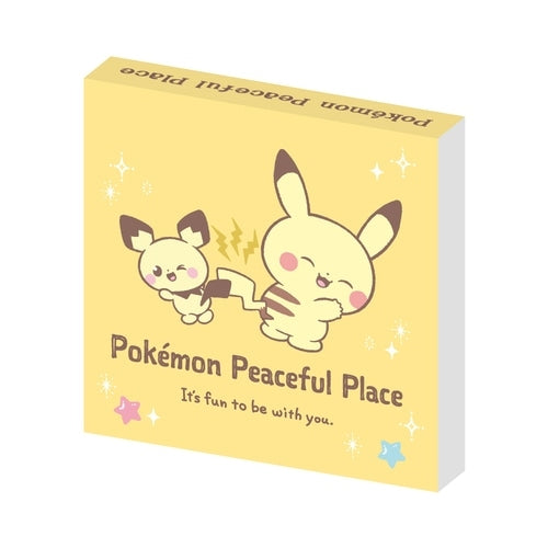 Close-up of Square Memo B Poke Piece, official Pokemon Center Japan merchandise with unique collector details