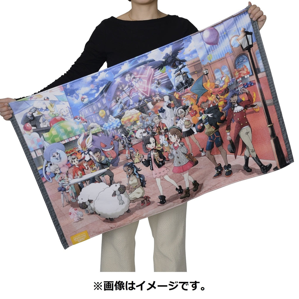 Mini bath towel with Off Shot Pokemon Trainers design, made in Japan