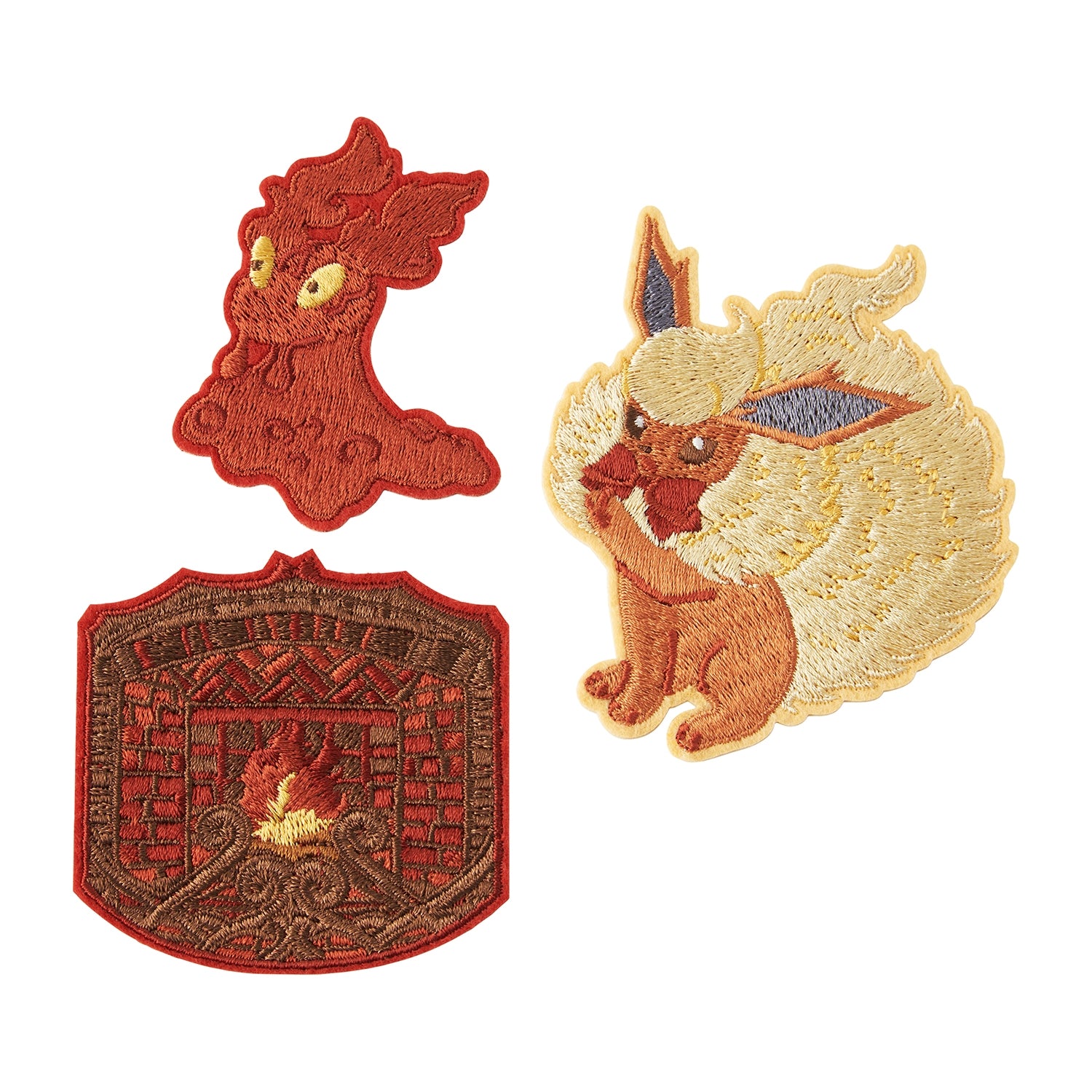 Close-up of Eevee embroidery sticker with vibrant colors from Japan