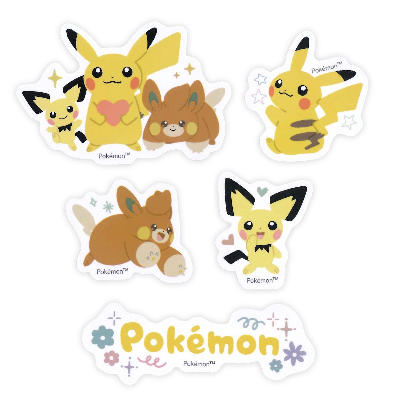 Mini deco collage sticker/Pikachu, Pichu, Pamo