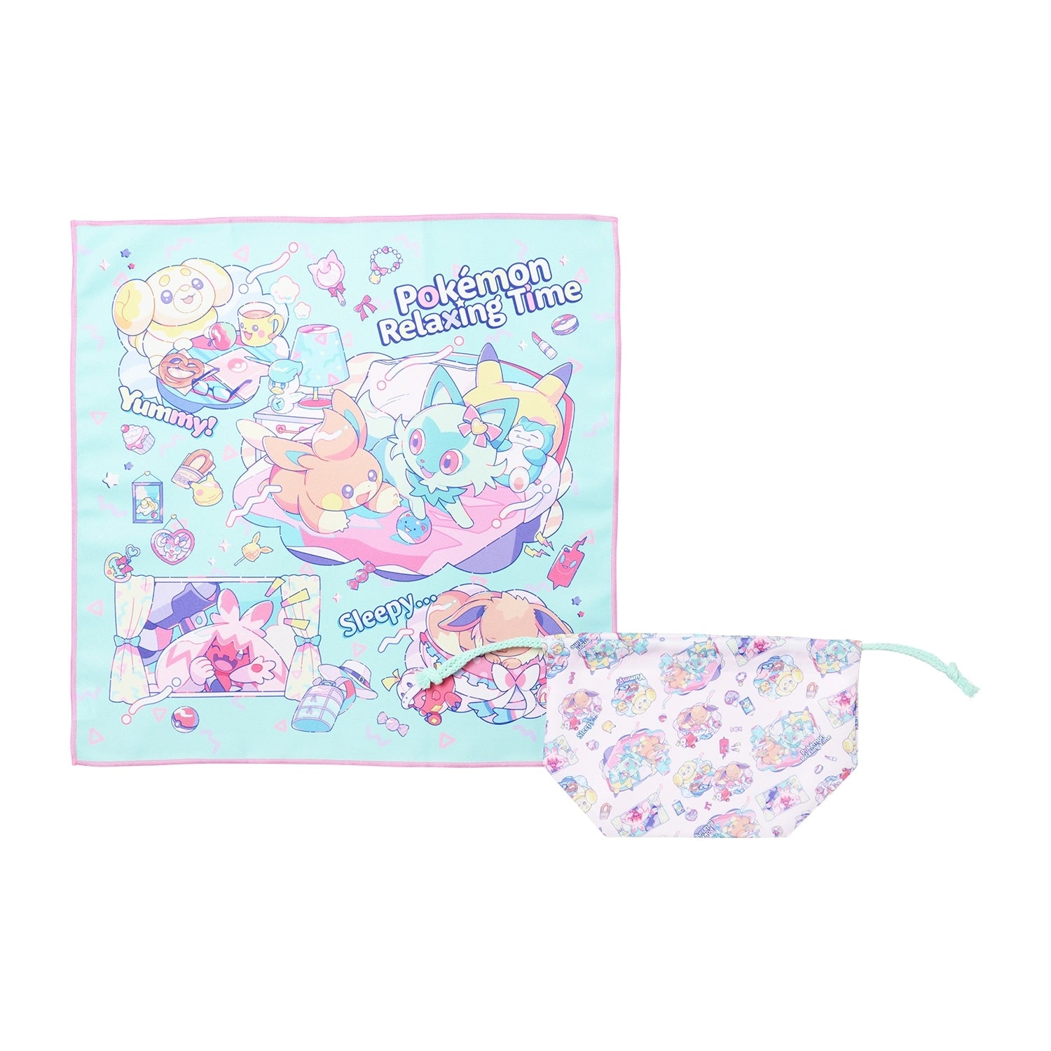 Lunch drawstring bag with cloth Pokémon Relaxing Time
