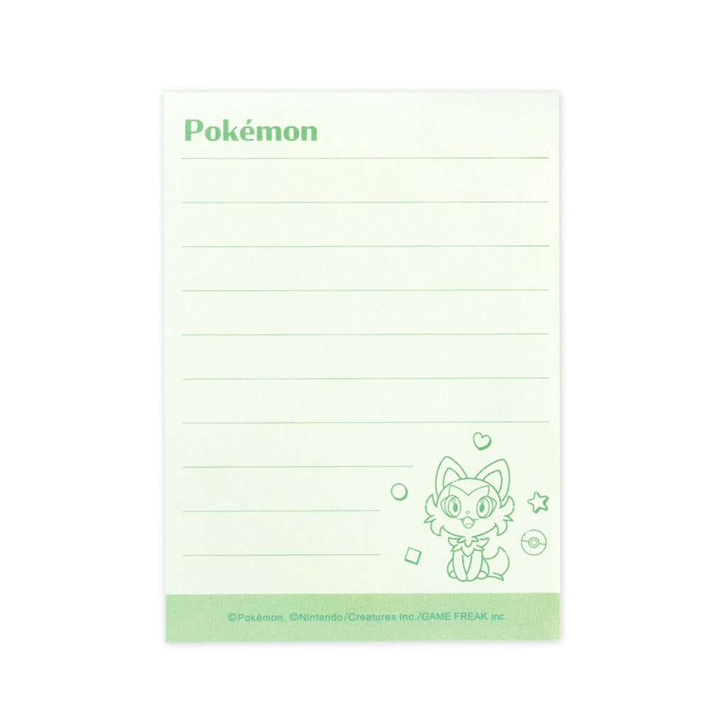 Mini memo featuring Sprigatito, a Grass-type Pokemon from Japan