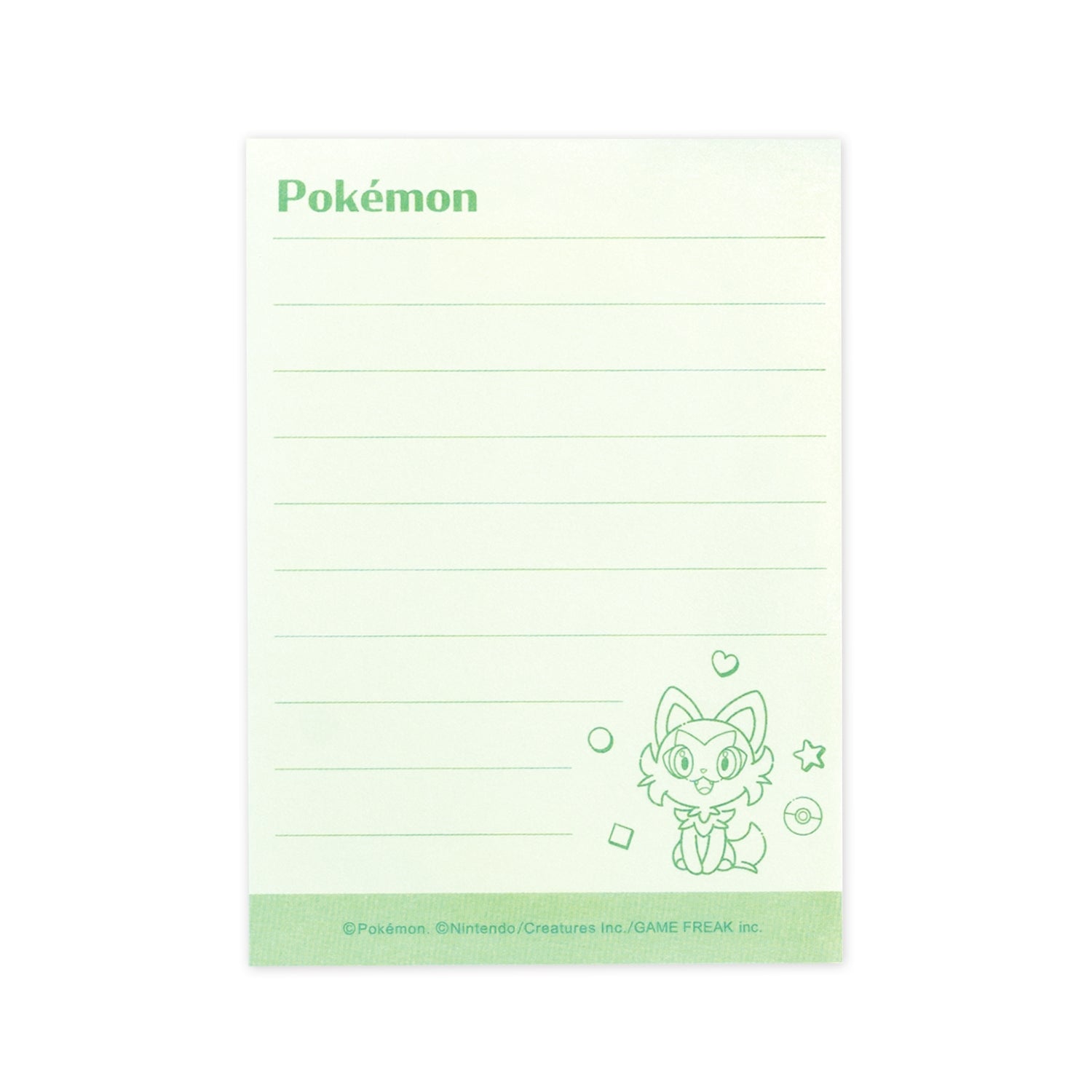 Mini memo featuring Sprigatito, a Grass-type Pokemon from Japan