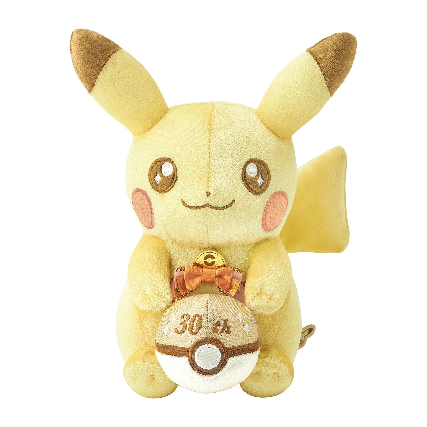 Shiny Pikachu 30th Anniversary Plush from Japan, cute facial expression