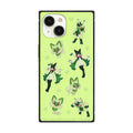 Square glass case for iPhone15/14/13 green