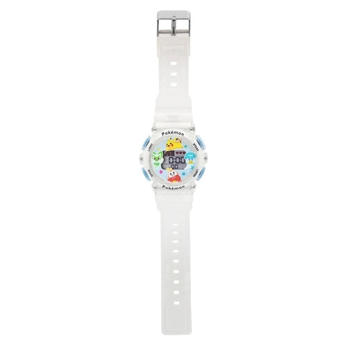 Close-up of Pokemon Center Japan logo on digital watch from Japan