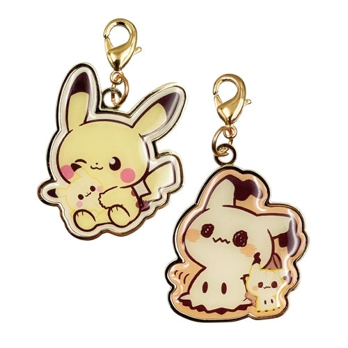 Pikachu metal charm set with Mimikyu from Japan, featuring electric-type Pokemon design