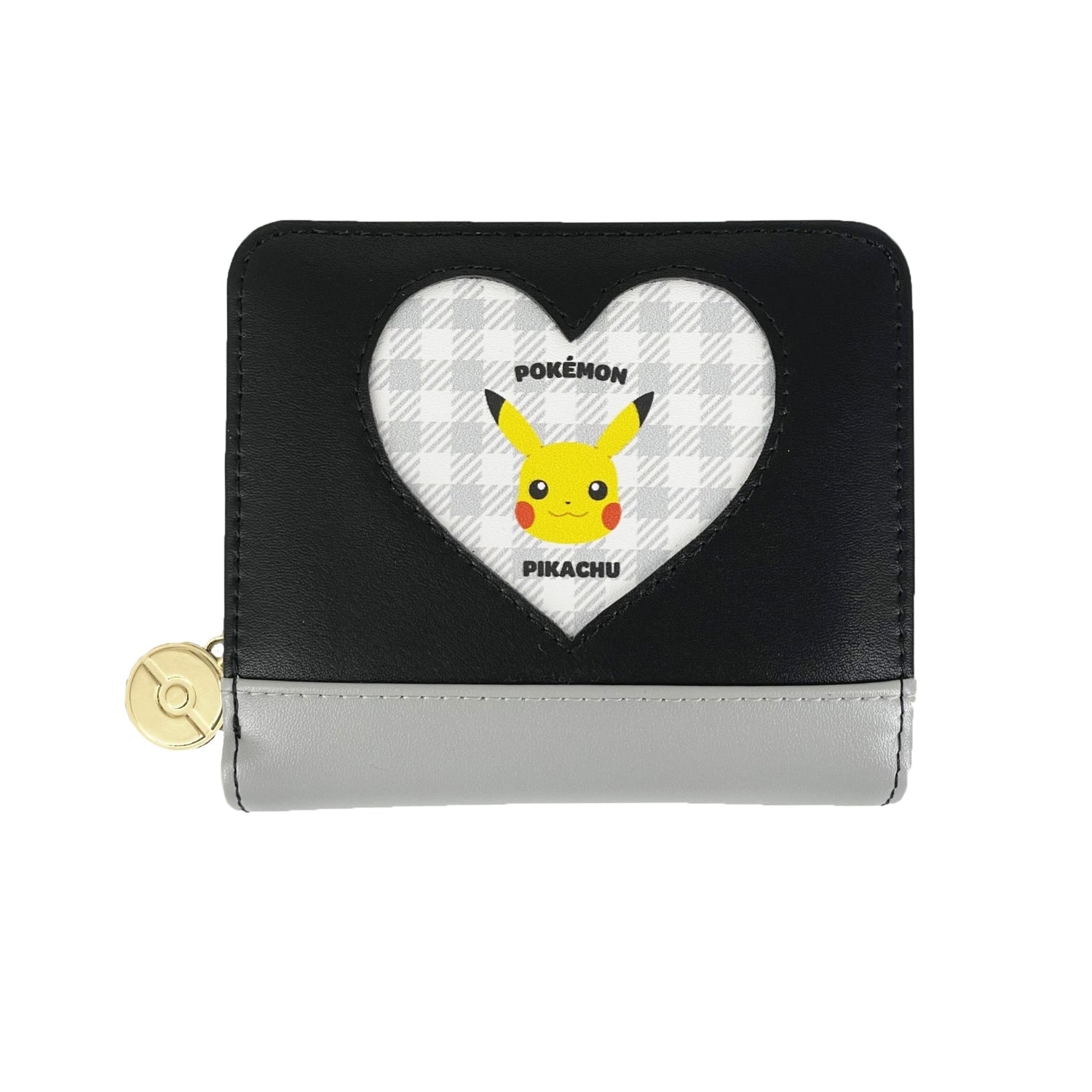 Pikachu round billfold heart window series from Japan, featuring cute Pikachu face