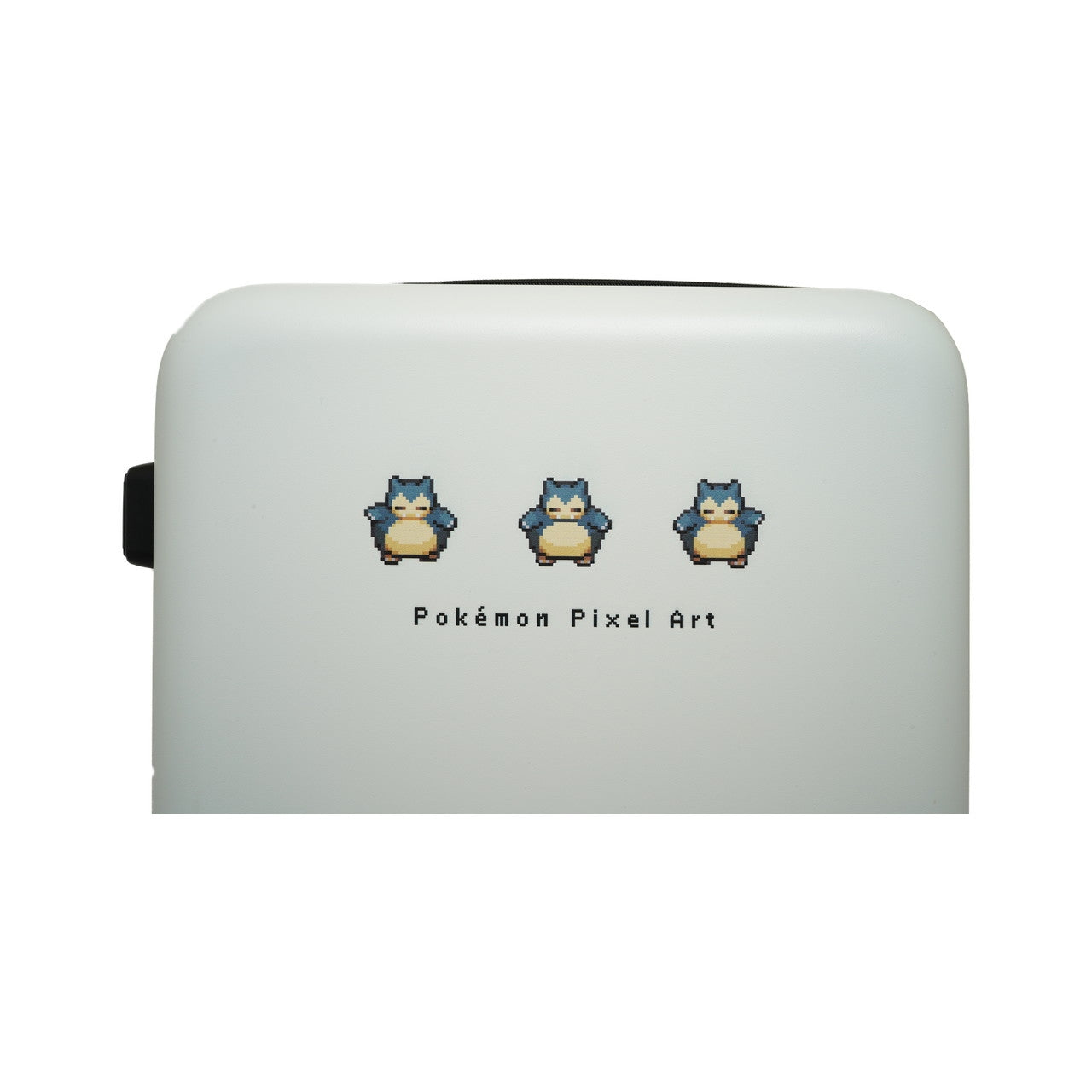 Official Pokemon Center Japan Snorlax suitcase, white color with pixel art details from Japan