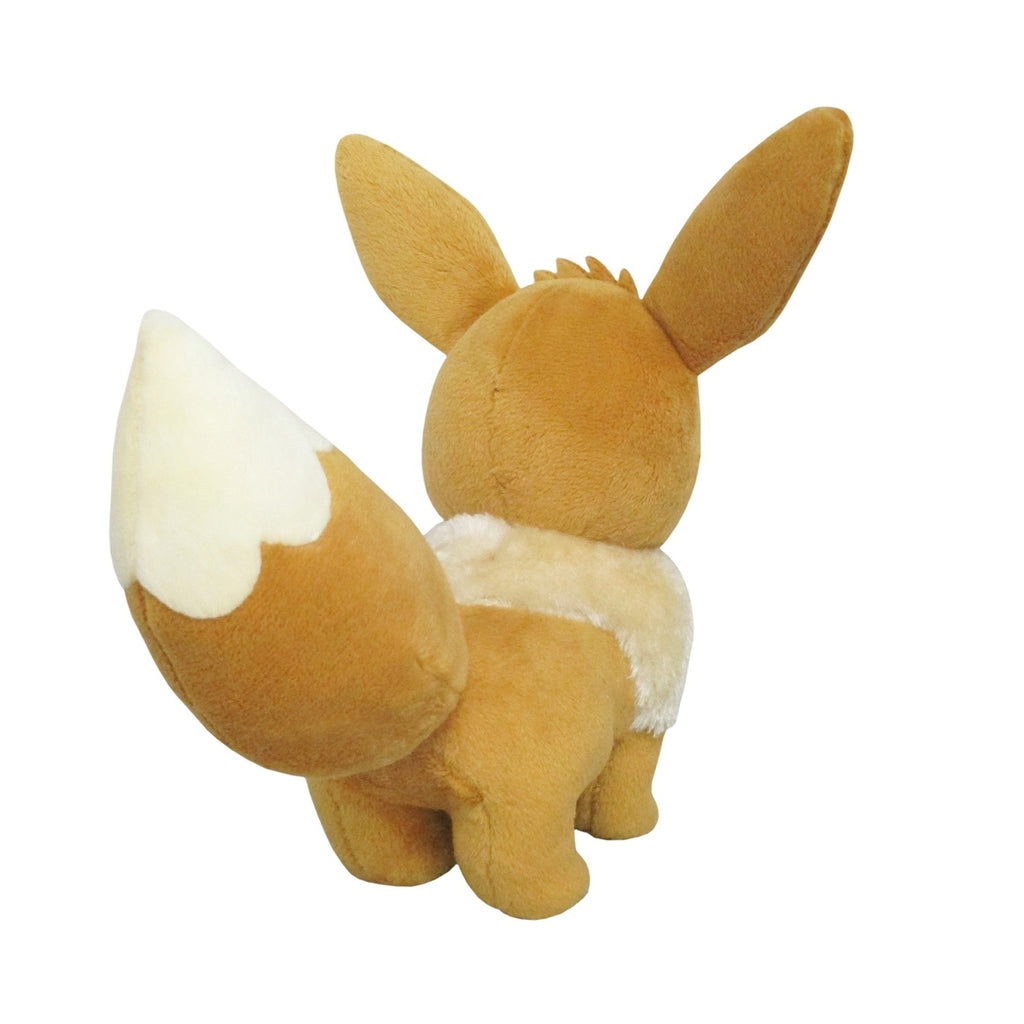 Authentic Pokemon Eevee stuffed toy with detailed ears and tail from Japan