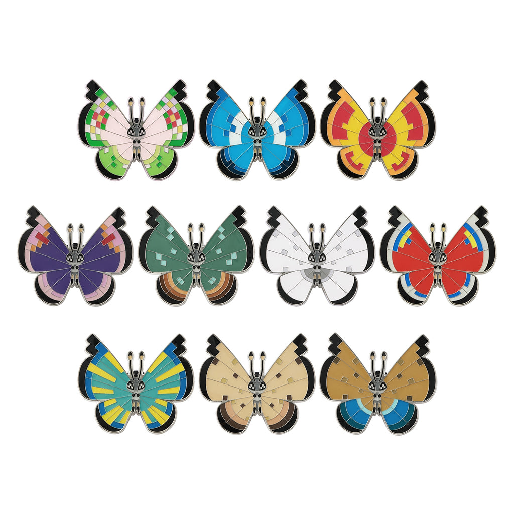 Vivillon enamel pin with bug and flying type design from Japan