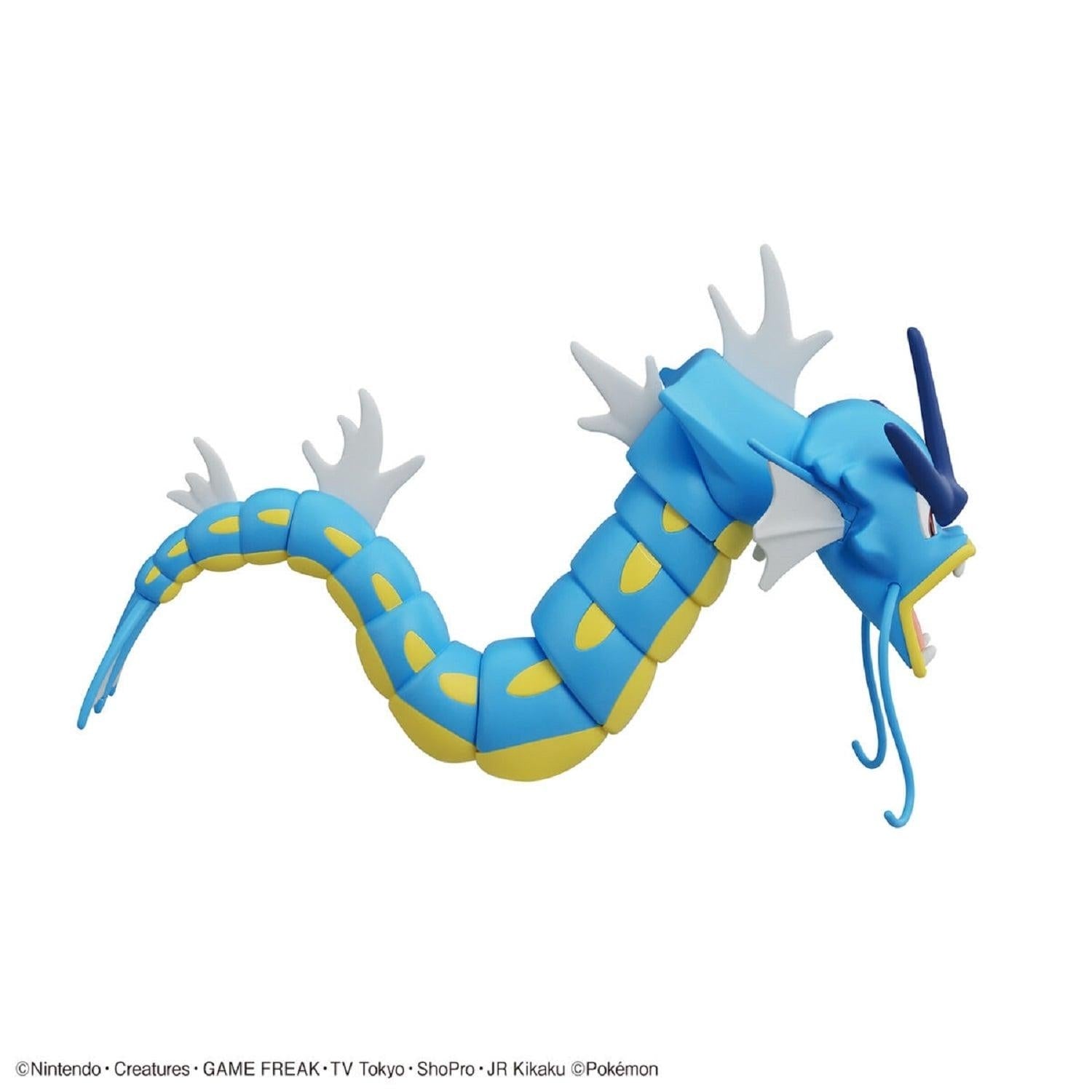 Pokemon Gyarados model on display, showcasing its vibrant colors and dynamic pose, from Japan