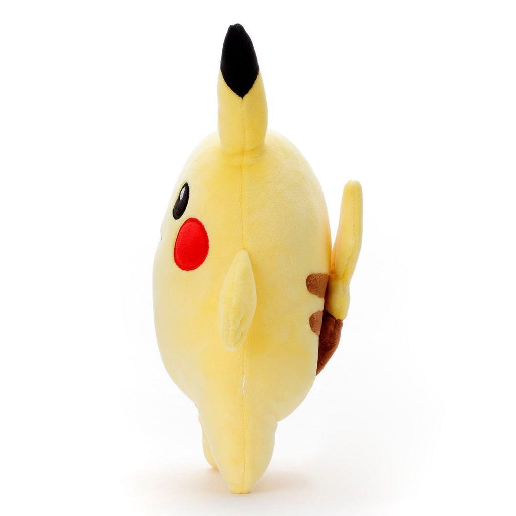 Pikachu plushie with soft texture and bright colors, made in Japan